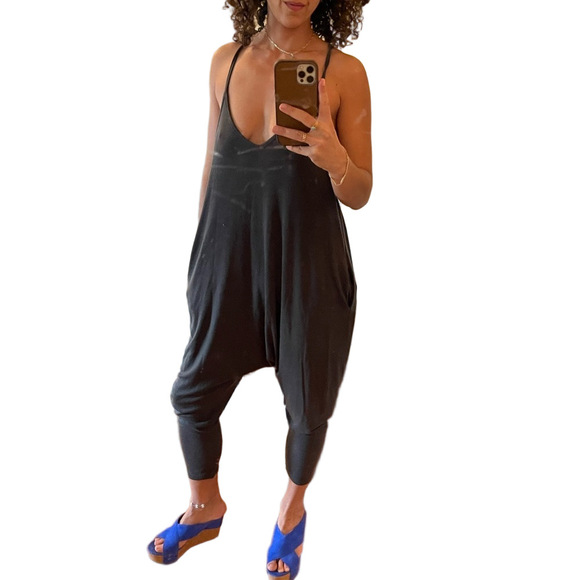 Spiritual Gangster made in USA sexy black harem romper with pockets - Picture 15 of 15